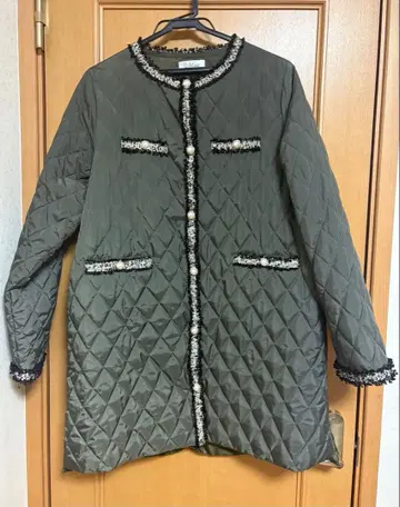 Myu 퀼팅 오버코트 카키