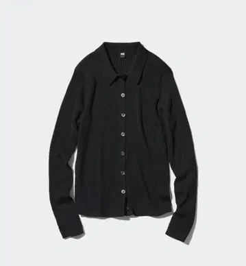 UNIQLO 유니클로 메리노 리브 폴로 가디건 니트 S 블랙