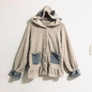츄츄안나 보아 후드티 옅은 브라운 귀달린 따뜻한 b799