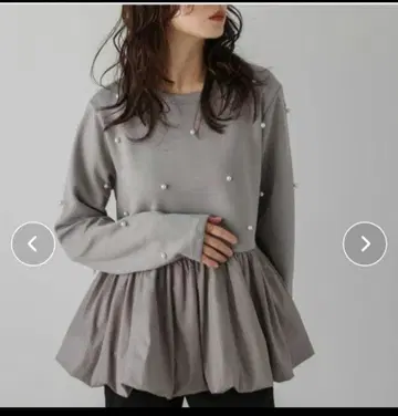 La-gemme 펄 모티브 페플럼 상의 그레이지 프리 사이즈