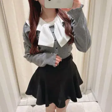 evelyn 하트 시스루 리본 니트
