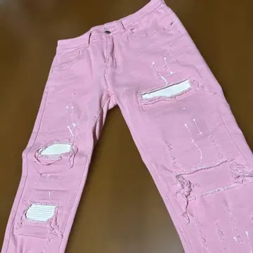 슬림핏 데님 핑크
