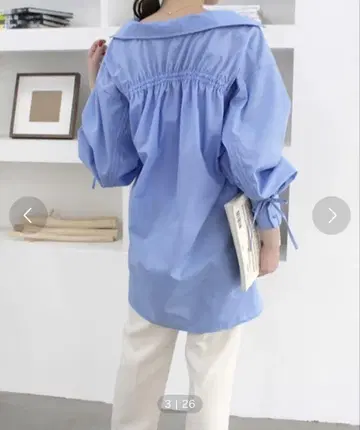 MODE ROBE*백 드로스트 셔츠*BLUE