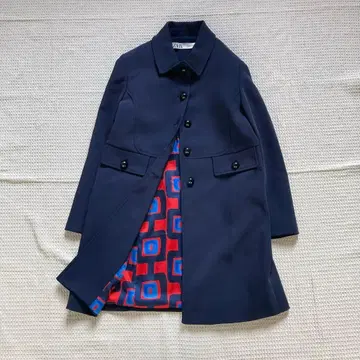 ZARA 스텐카라 코트 안감 화려한 올 패턴 네이비 M