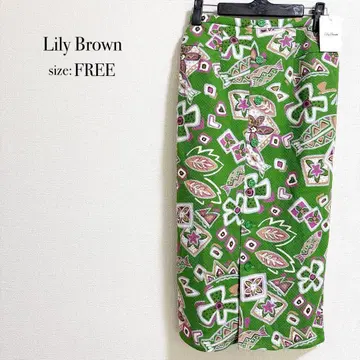 택 포함 미사용 Lily Brown 그린 꽃무늬 타이트 스커트