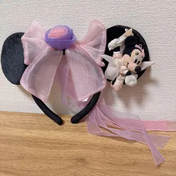 디즈니 미니 마스코트 부착 머리띠 베일 튤