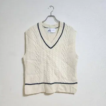 UNITED ARROWS 니트 베스트 M 아이보리 케이블 짜임 가을/겨울