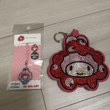 오사카 만박 마이멜로디 스트랩 키링 반짝이는 가죽 키링 세트