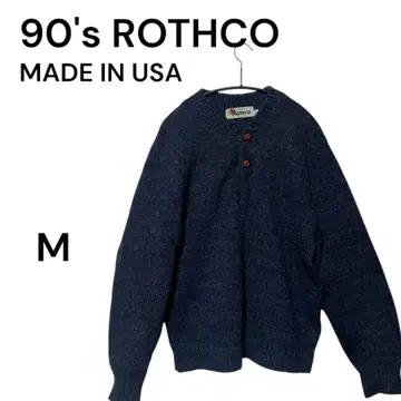 90s USA Rothco 헨리넥 니트 M 네이비 로스코