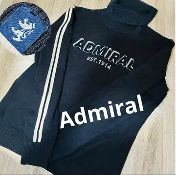 미사용급 어드미럴 Admiral 터틀넥 니트 로고 2본선