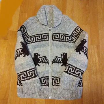 코위찬 가디건 새 무늬 그레이 브라운