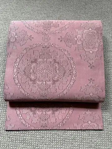 거울 문양 더스티 핑크 나고야 오비(약 24cm)