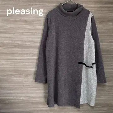 Pleasing [ LL ] 터틀넥 니트풍 튜닉 바이컬러