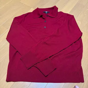 유니클로 메리노 폴로 스웨터 XL RED