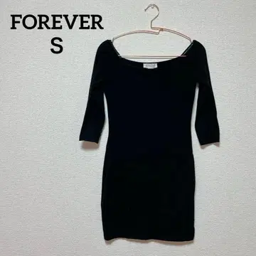FOREVER [ S ] 미니 원피스 7부 소매 블랙 심플