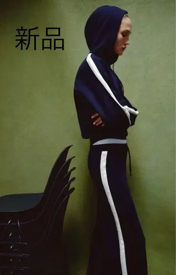 택 포함 새상품! ZARA 자라*사이드 스트라이프 니트 맨투맨 네이비 M