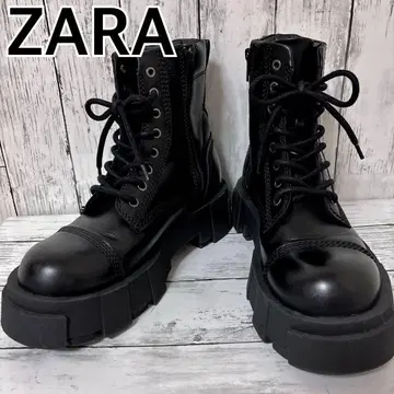ZARA 남성용 부츠 레이스업 사이드 지퍼 트랙 밑창 통굽