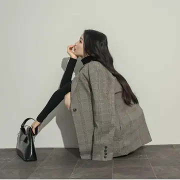 NEUNA 그래프 체크 무늬 자켓 그레이