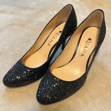 새상품급 Diana 블랙 글리터 펌프스 하이힐 24cm (박스 있음)