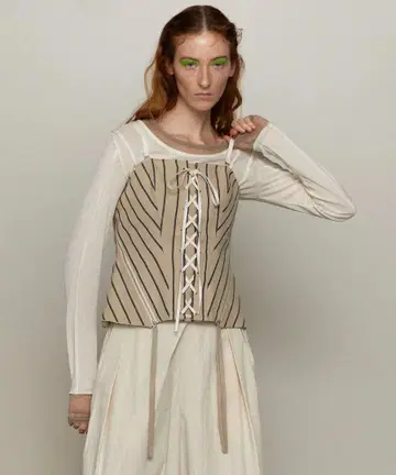 Stripe Lace Up Bustier
