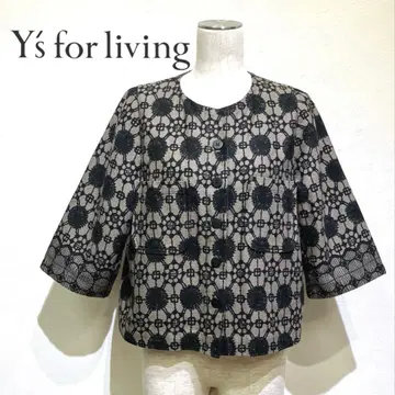 새상품급 Y's for living 노카라 5부 소매 코튼 자켓