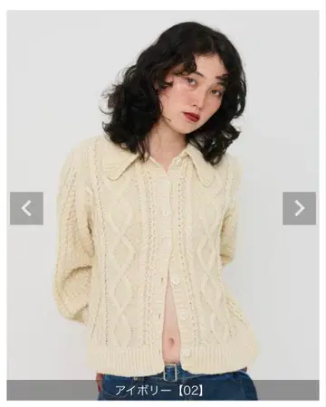 tina jojun 카라 부착 케이블 니트 가디건