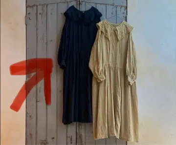 nest Robe 린넨 천연 염색 레이스 부착 옷깃 원피스 셔츠 원피스