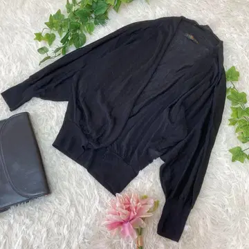컨디션 최상 라피스루체퍼 빔즈 썸머 가디건 블랙 레이온 S 상당
