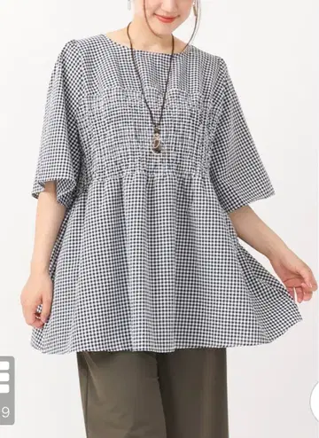 eur3 개더 깅엄 튜닉 3L
