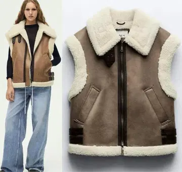 ZARA 무스탕 슬리브리스 자켓 L 사이즈