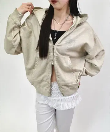 후즈후 갤러리 SLOPPY 큐빅 지퍼 후드티
