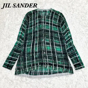 [ 새상품급 ] JIL SANDER 얇은 소재 가디건 그린 체크 M