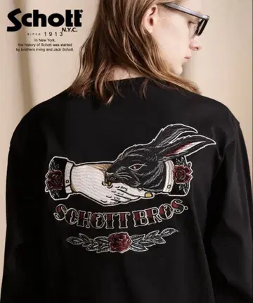 Schott LS T-Shirt Shake hands BUNNY M