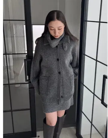 snidel 스탠칼라 니트 자켓 가디건