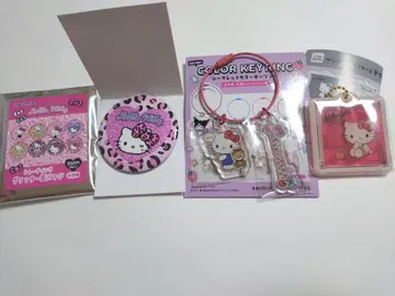 헬로키티 글리터 캔뱃지 & 키링 세트