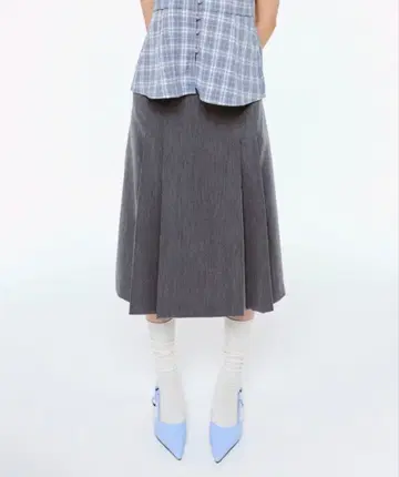 FEKETE 로우웨스트 미디 기장 플리츠 스커트 M 사이즈 그레이 Y2K