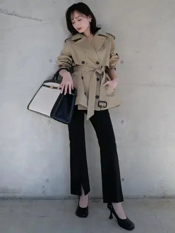 anuans 스트레치 슬릿 플레어 팬츠