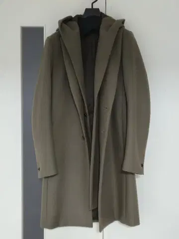 ATTACHMENT 캐시미어 혼방 평이중 멜톤 후드 체스터 코트