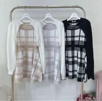 evelyn 볼레로 체크 OP 블랙 니트 원피스