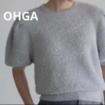 OHGA 실버 샤이니 니트 퍼프 슬리브 라메