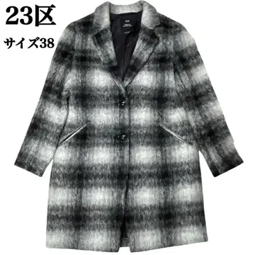 23구 체스터 코트 샤기 자켓 알파카 모헤어 체크 38