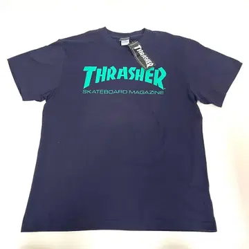 THRASHER 네이비 티셔츠 로고 프린트