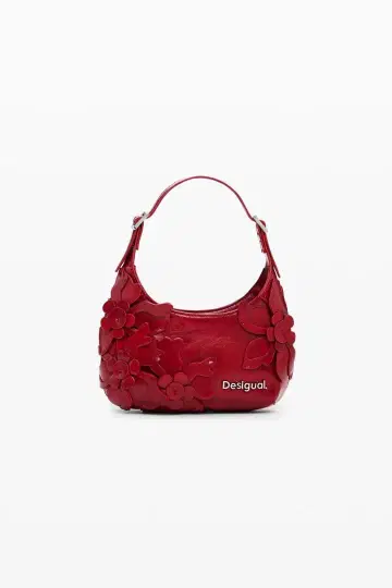 Desigual 빨간색 핸드백 꽃 장식