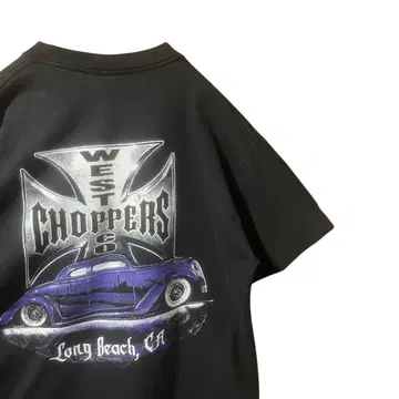 웨스트 코스트 초퍼스 프린트 T셔츠 L 바이커