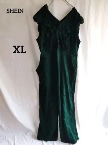 새상품급 SHEIN [ XL ] 레이스 올인원 살로펫 다크 그린