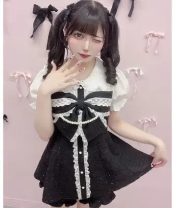 Ank Rouge 트위드 리본 셋업