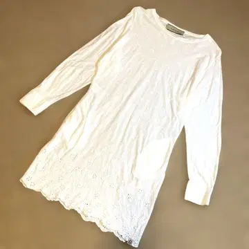 가격 인하! Paul Smith 자수 코튼 레이스 화이트 긴팔 원피스