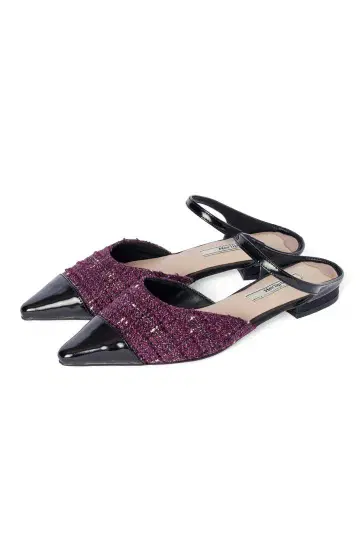 herlipto Two-Tone Strap Tweed Mules