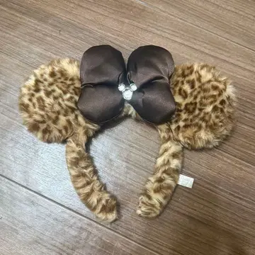 레오파드 무늬 퍼 미니 머리띠 디즈니