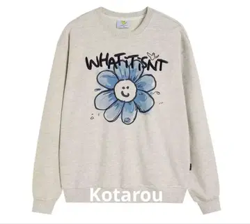 Whatitisnt 맨투맨 프린트 자수 드롭 숄더 트레이닝복